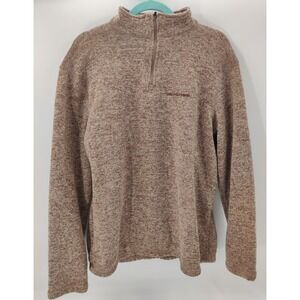 Realtree Mens Brown Marled Quarter Zip Fleece Lined Pullover Sweater Large